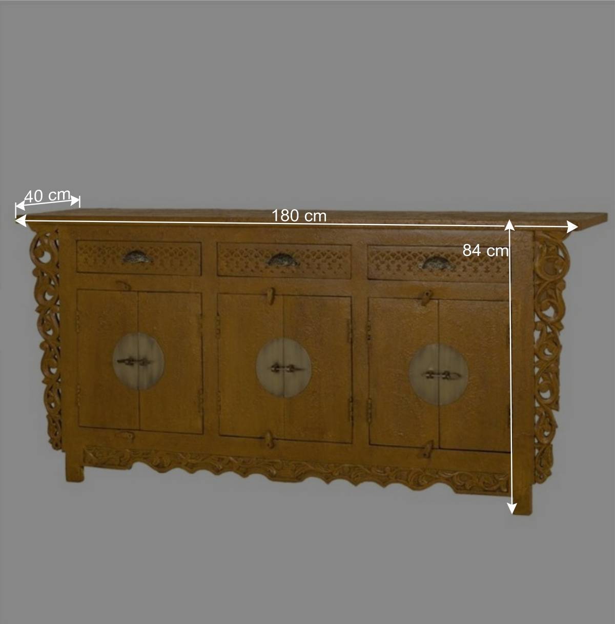 Asia Style Sideboard in Ocker Gelb - Nelu
