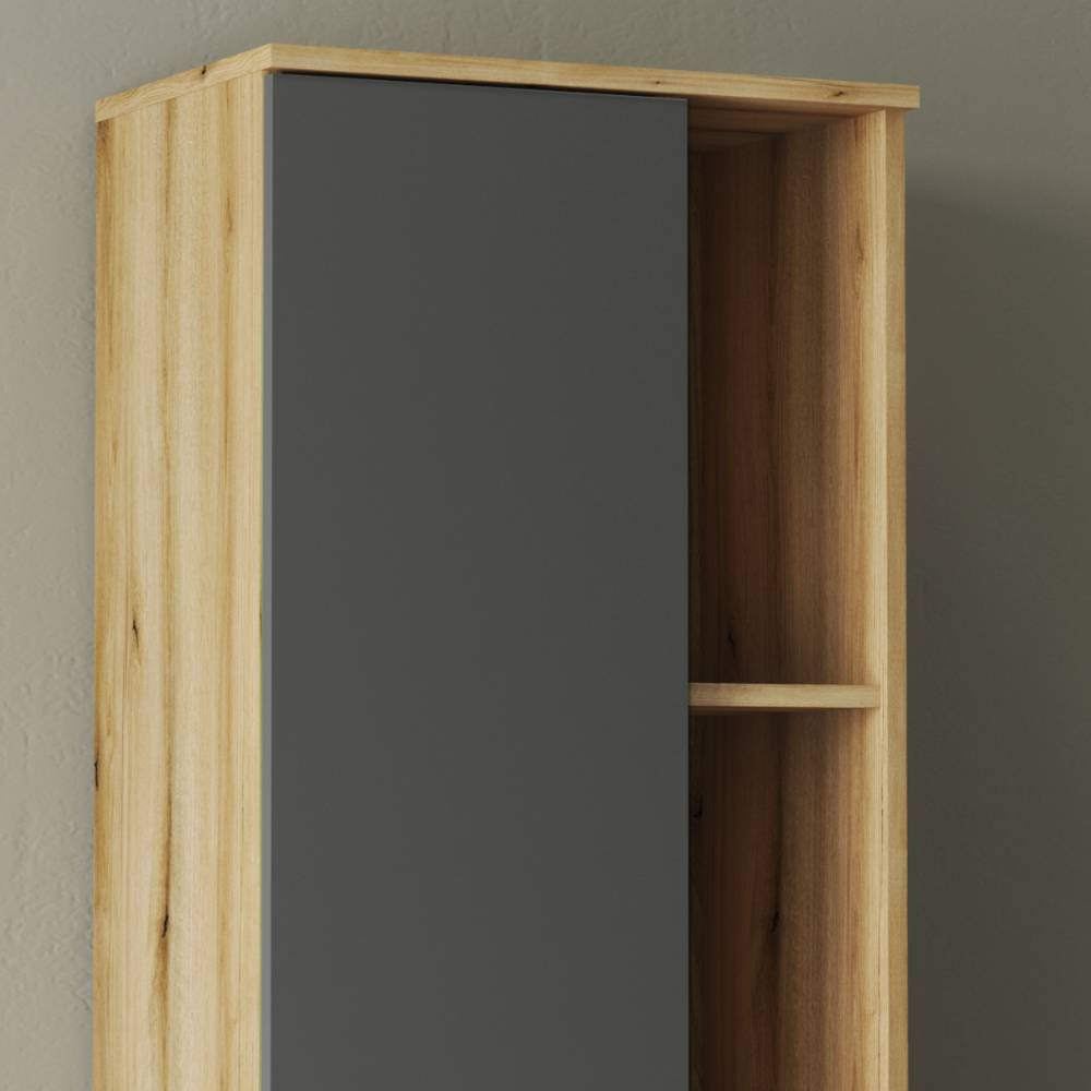 Breiter Bad-Hochschrank in Grau - Niniana