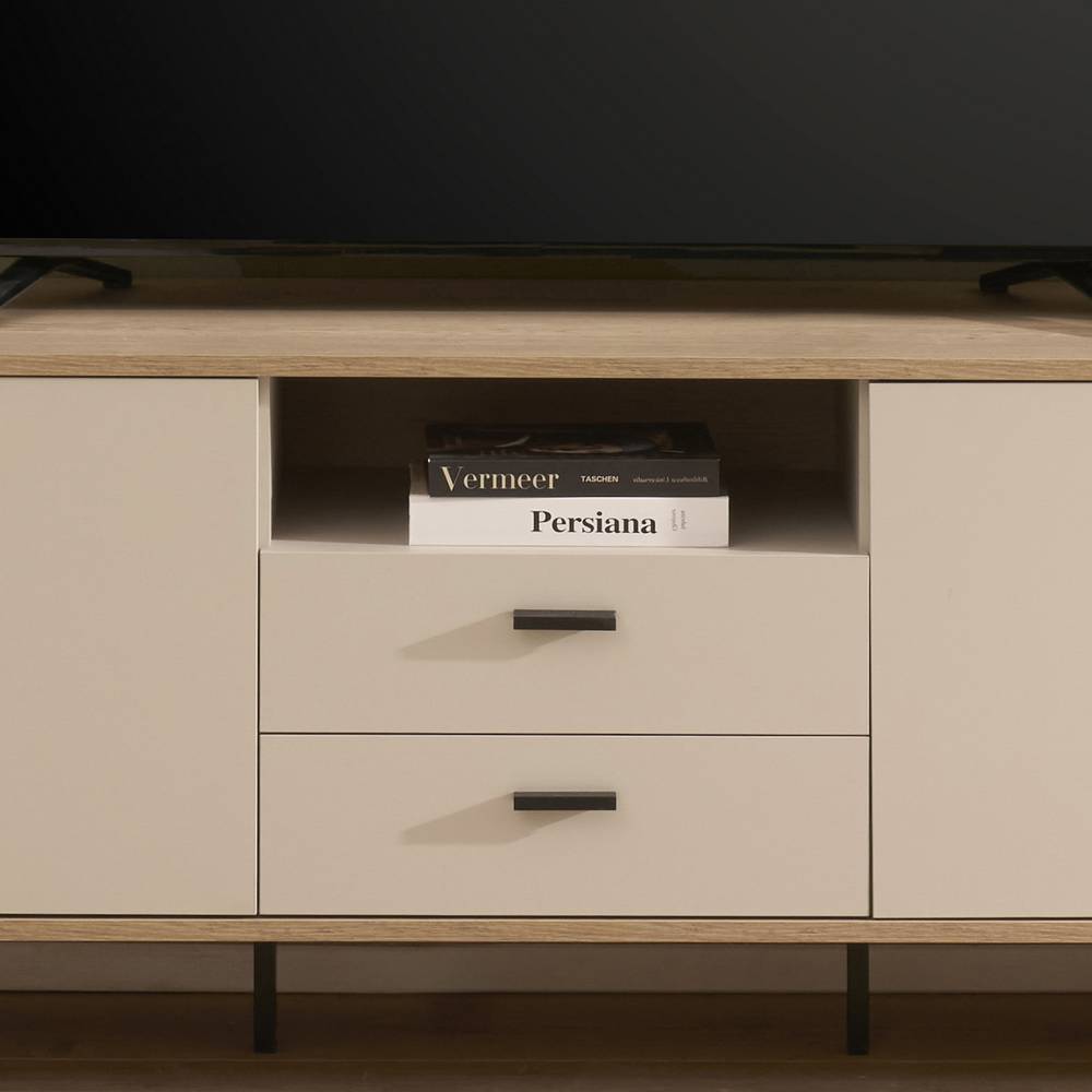 Wohnzimmer TV Anbauwand in Beige - Dasanti (vierteilig)