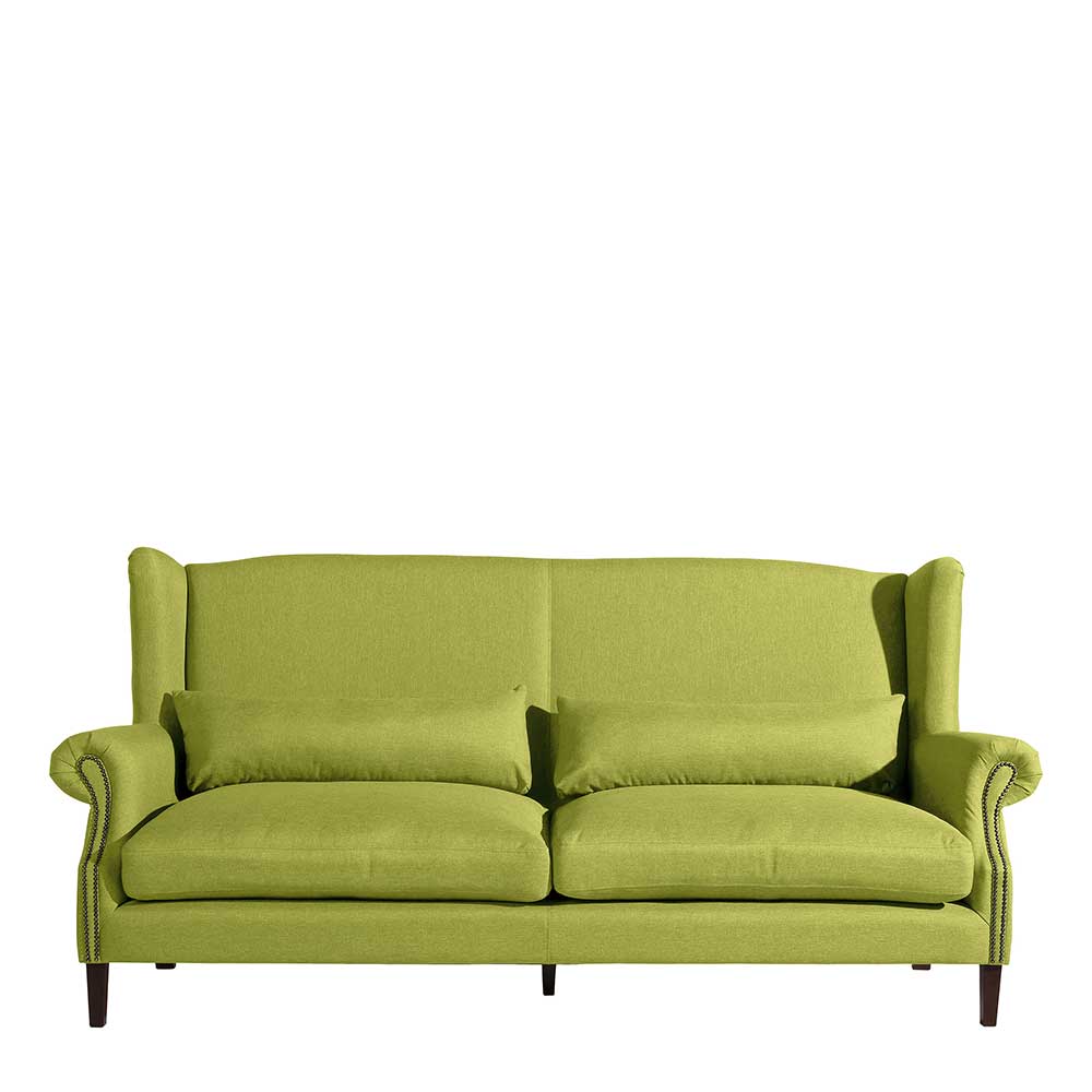 Vintage Sofa in Gelbgrün und Nussbaum Braun - Onessy