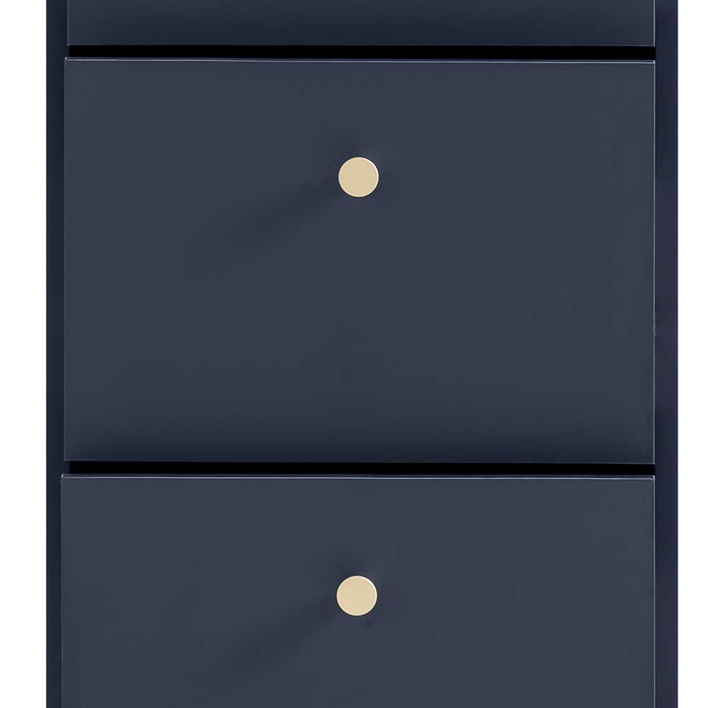 Hohe Kommode in Dunkelblau mit Gold - Inbano