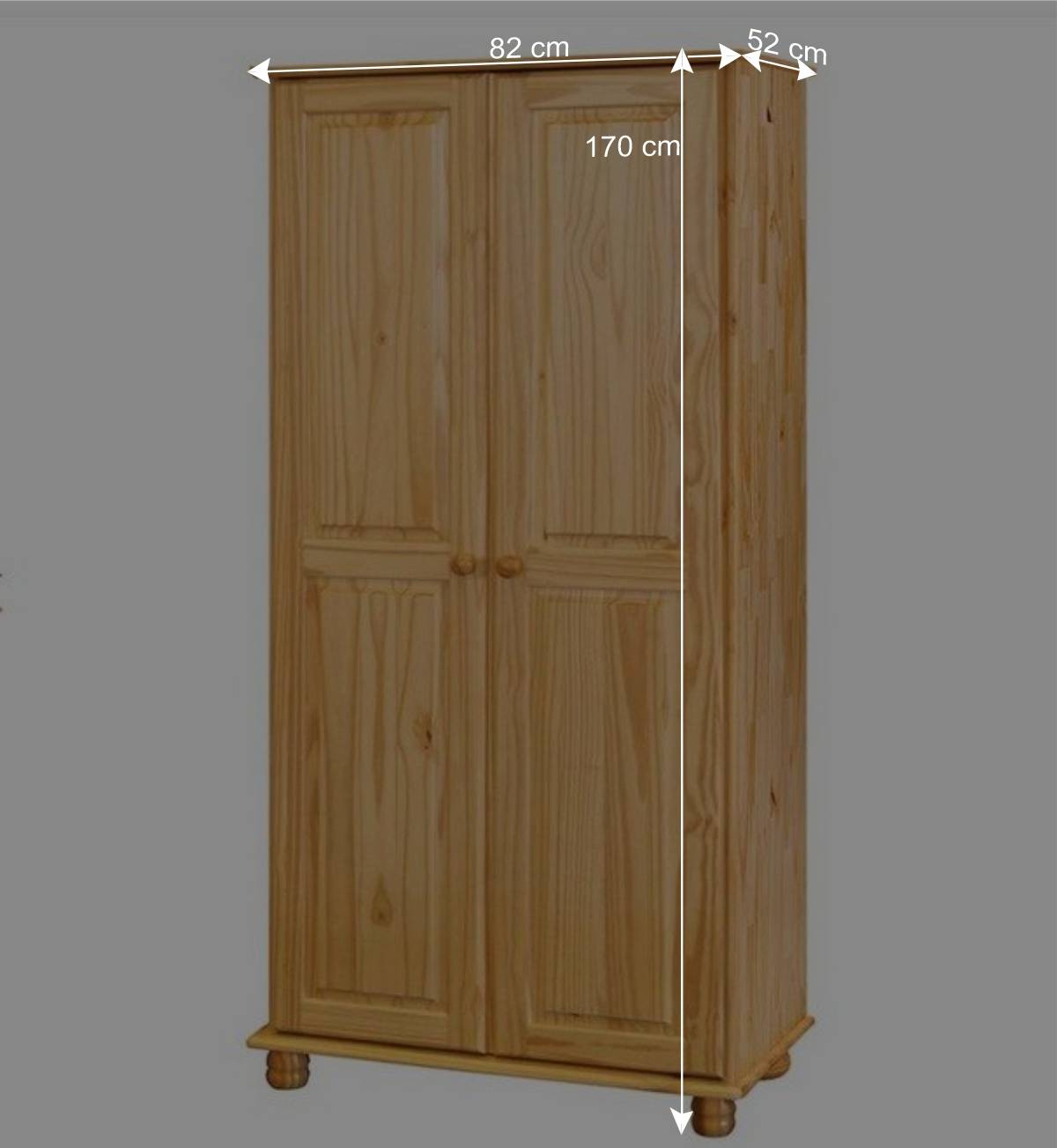 Massiver Kiefernholz Kleiderschrank 2-türig - Kascanu