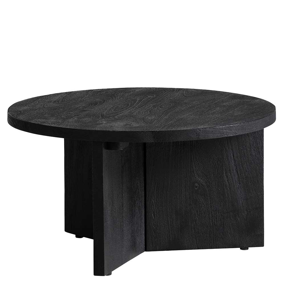 Runder Holz-Couchtisch in Schwarz - Dicampo
