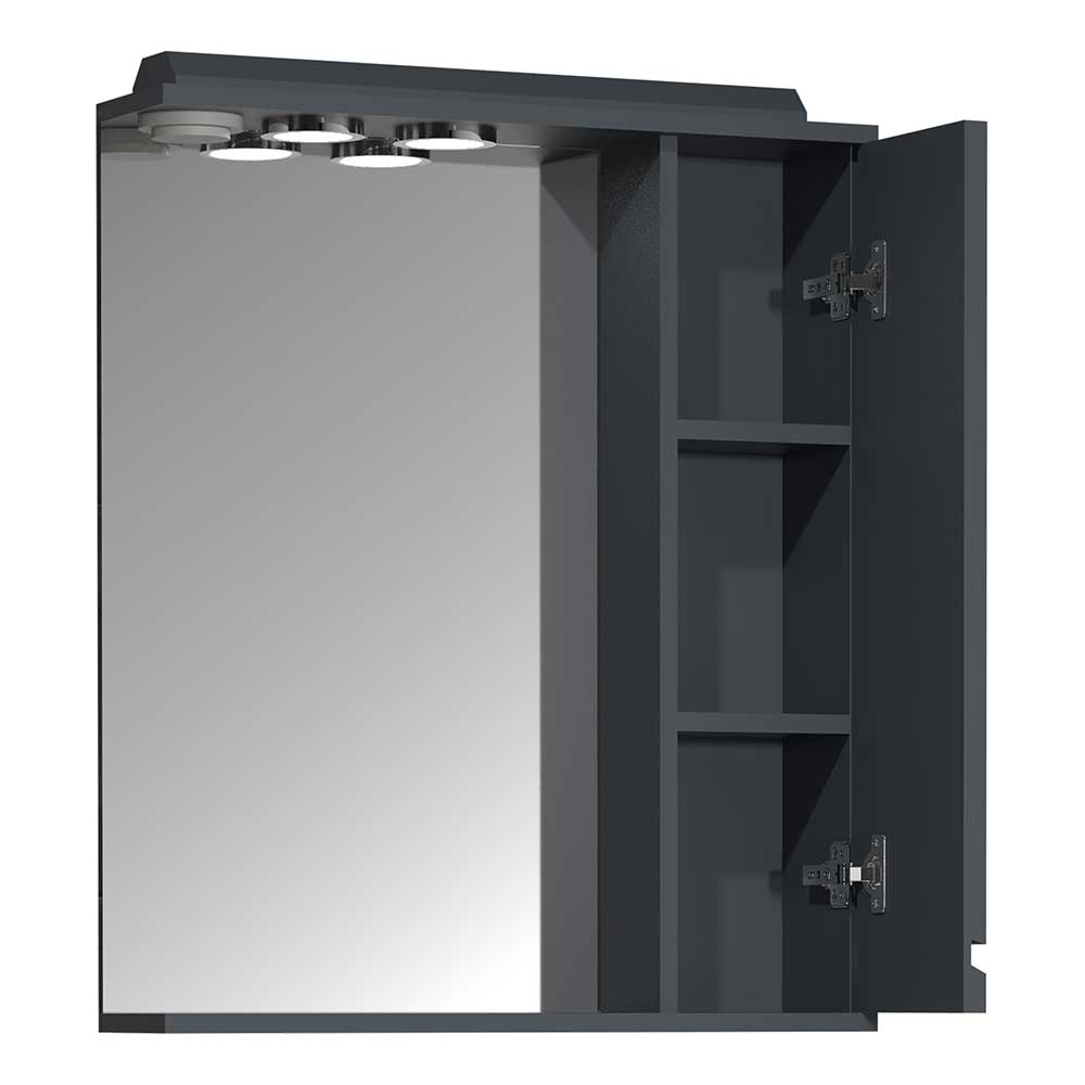 Badspiegel mit Seitenschrank & Ablage & LED Licht - Idamoro