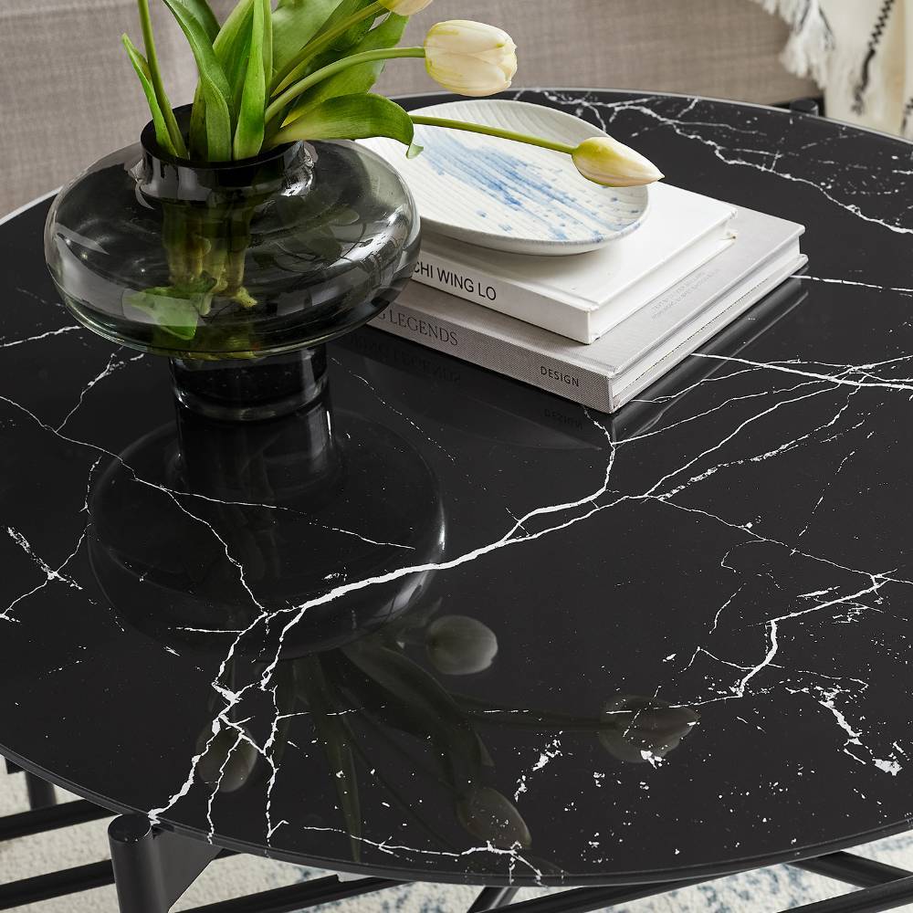 Glas-Couchtisch in schwarzer Marmoroptik - Arena