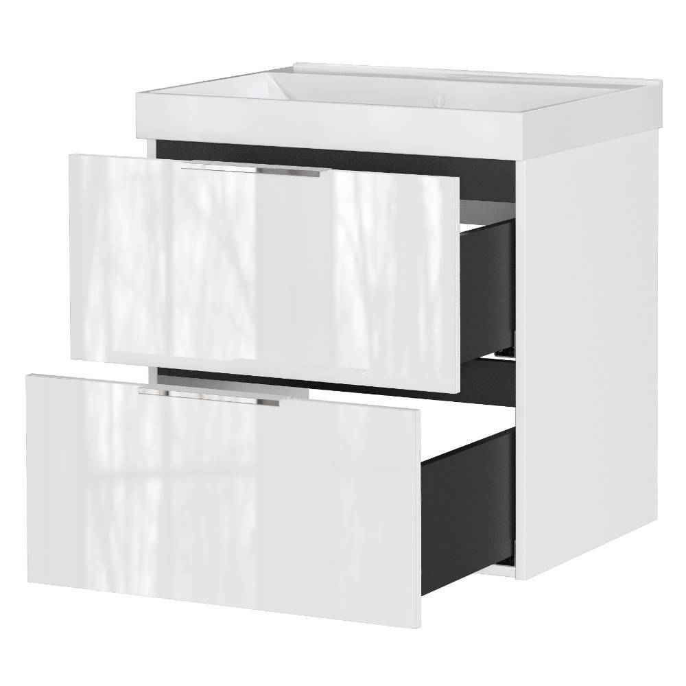Weißer Hänge-Waschtisch mit zwei Schubladen - Macarunas