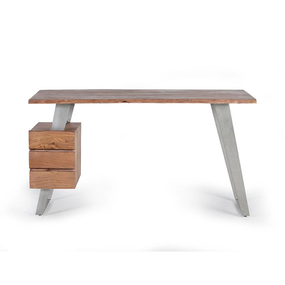 Design Schreibtisch aus Akazienholz mit Baumkante - Banjee