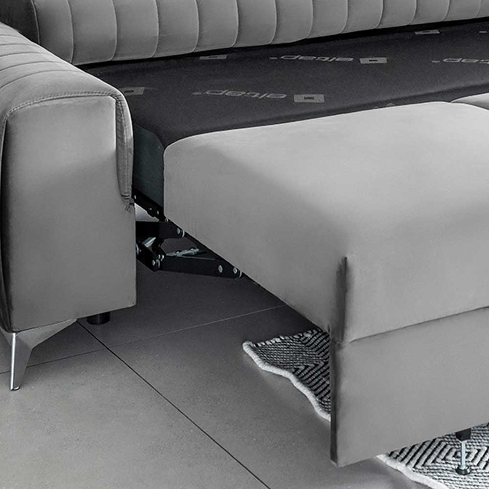 Federkerncouch in Hellgrau Velours - Moose