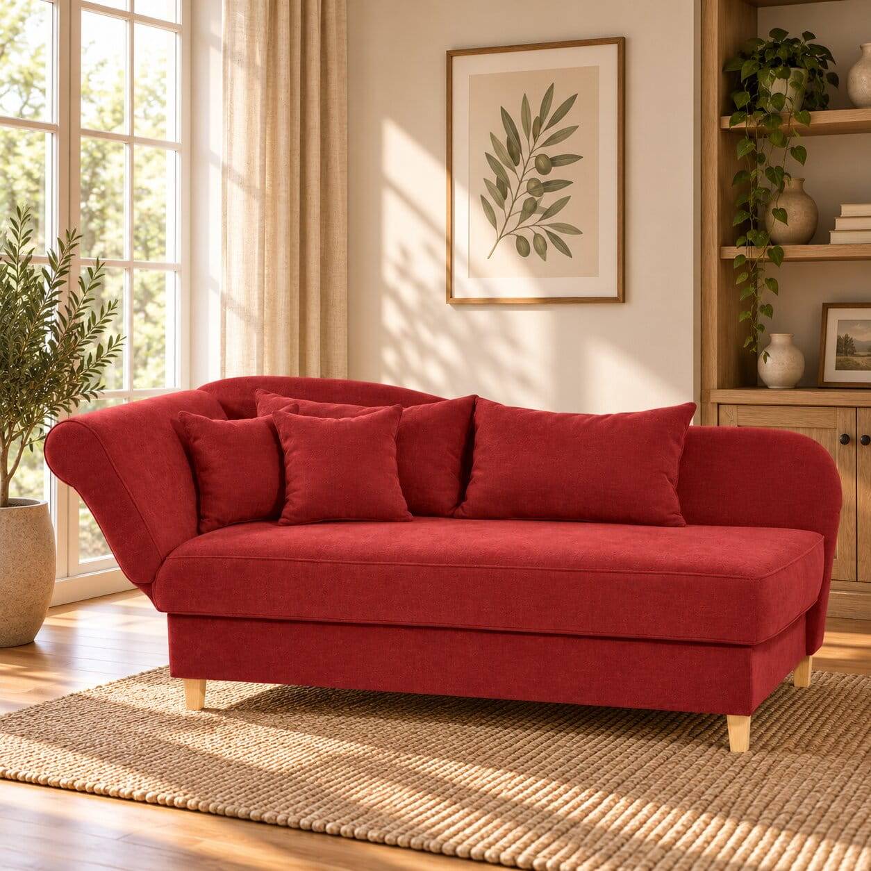 Velours Polsterliege in Terracotta mit Buche - Major