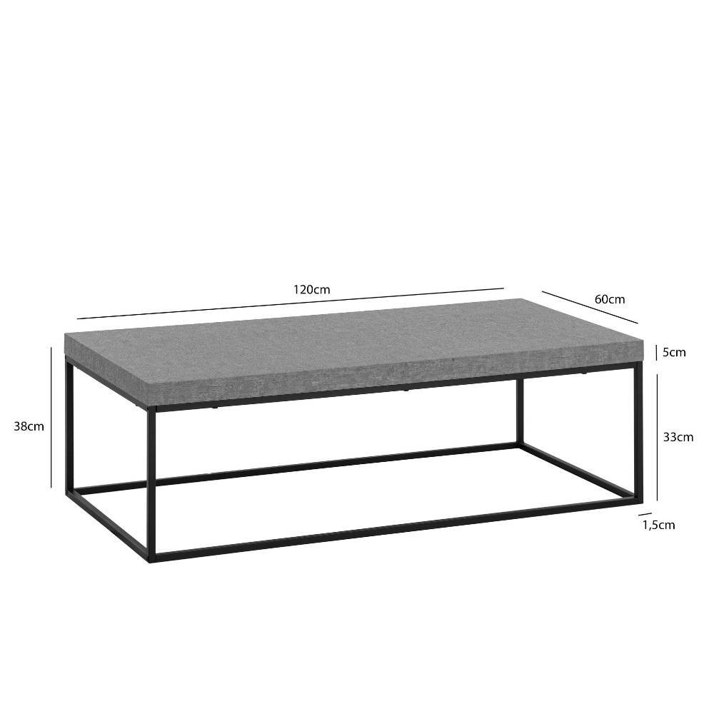 Wohnzimmer Couchtisch in Beton Grau - Scarperion