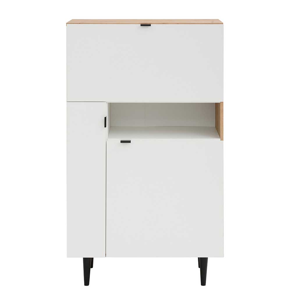 Highboard in Weiß mit Eiche - Ledicato