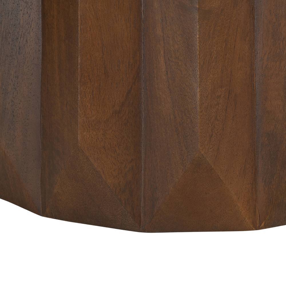 Strukturierter Säulenfuß aus dunklem Holz mit geometrischem Design für den Esstisch – Tanky