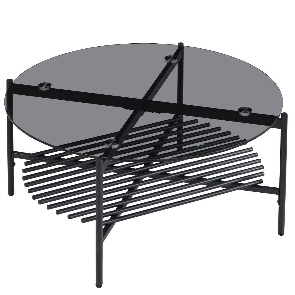Runder Designer-Couchtisch mit Rauchglasplatte - Rivers