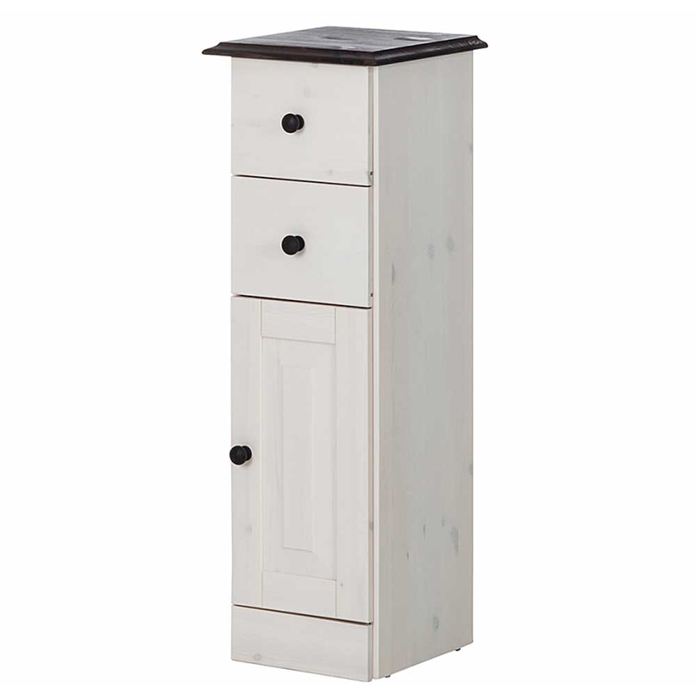 Badezimmer Schrank in Weiß mit Dunkelbraun - Malka