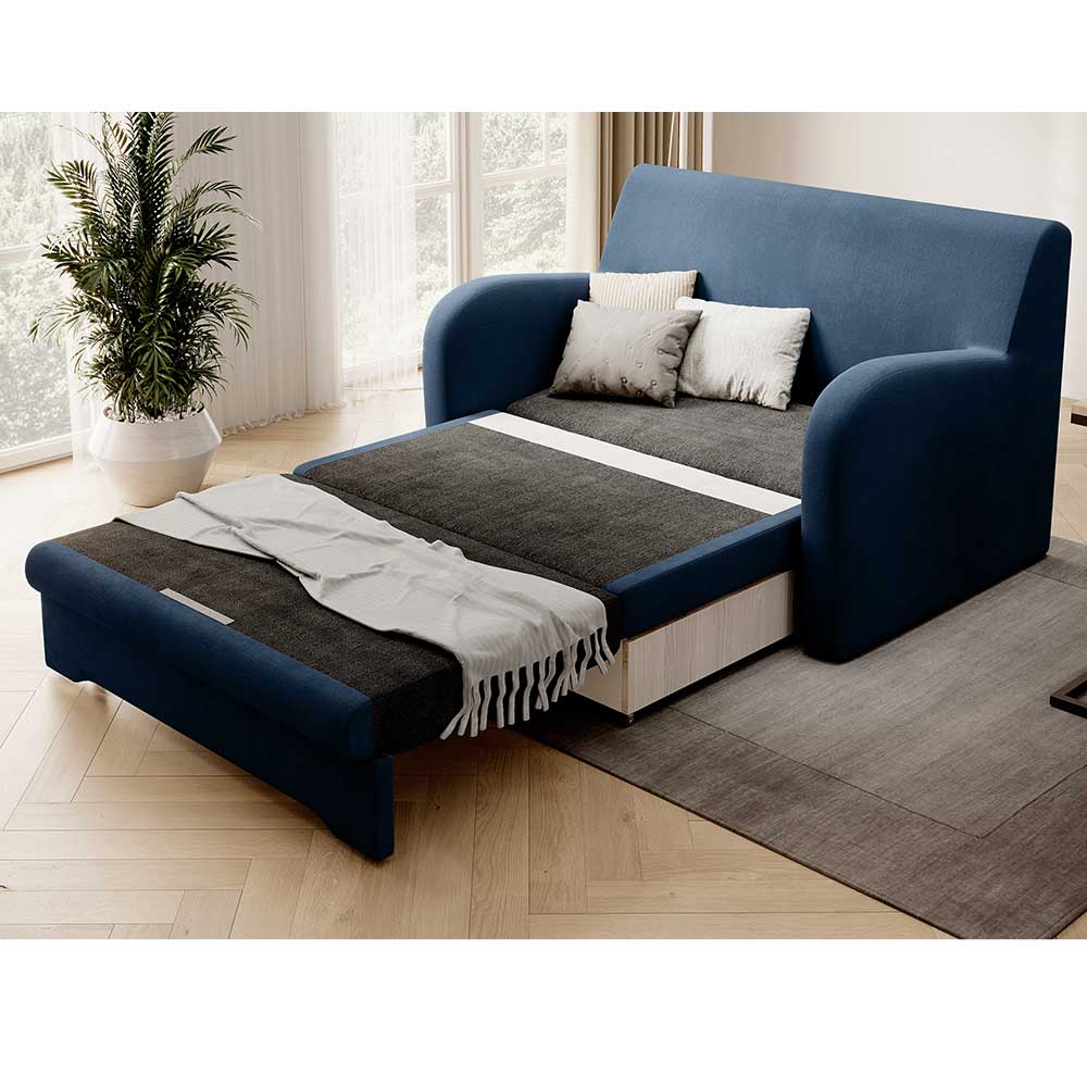 Klappcouch in Dunkelblau Velours - Zessma