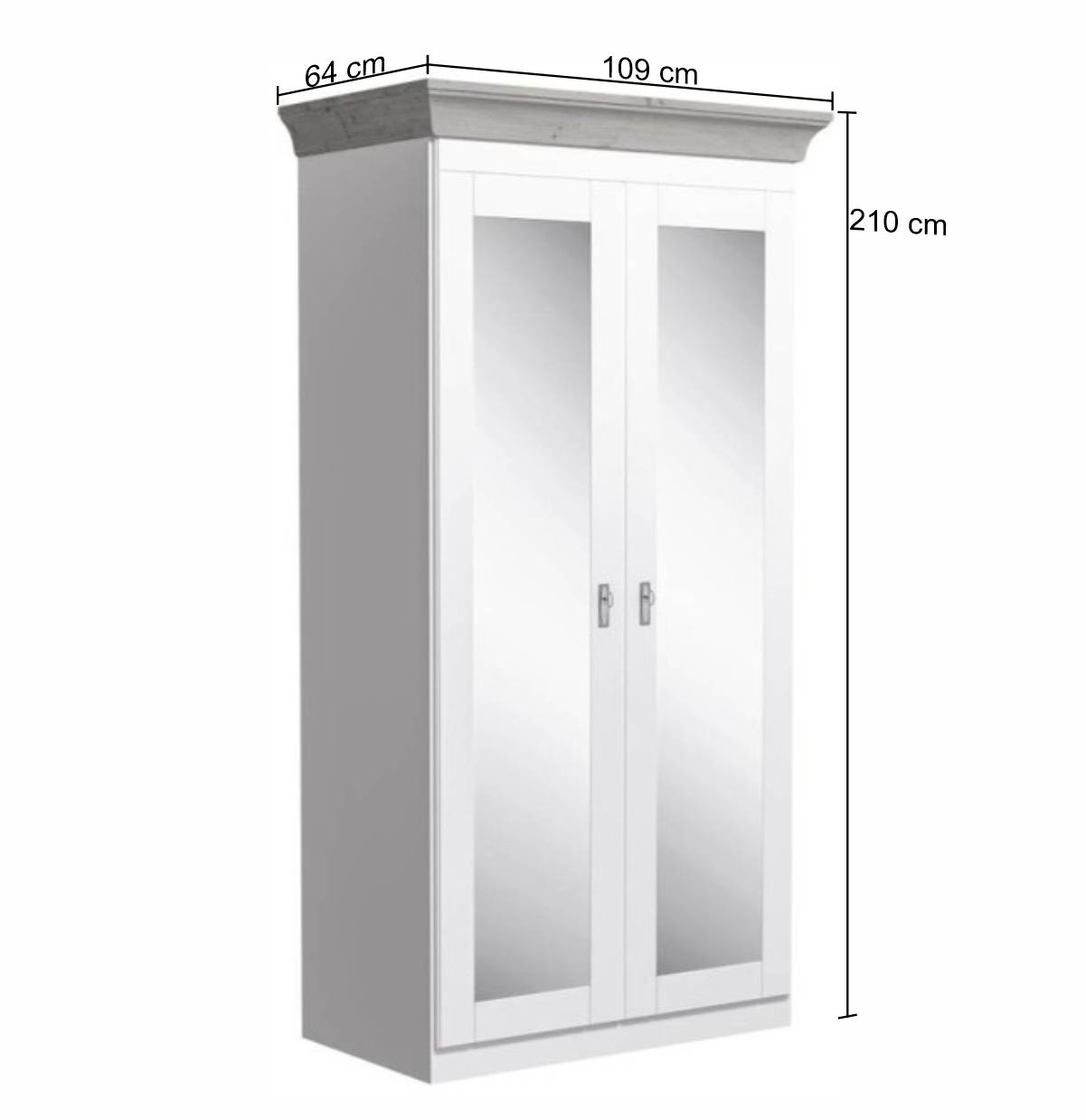 Modern Country Schrank in Weiß mit Grau - Caneon