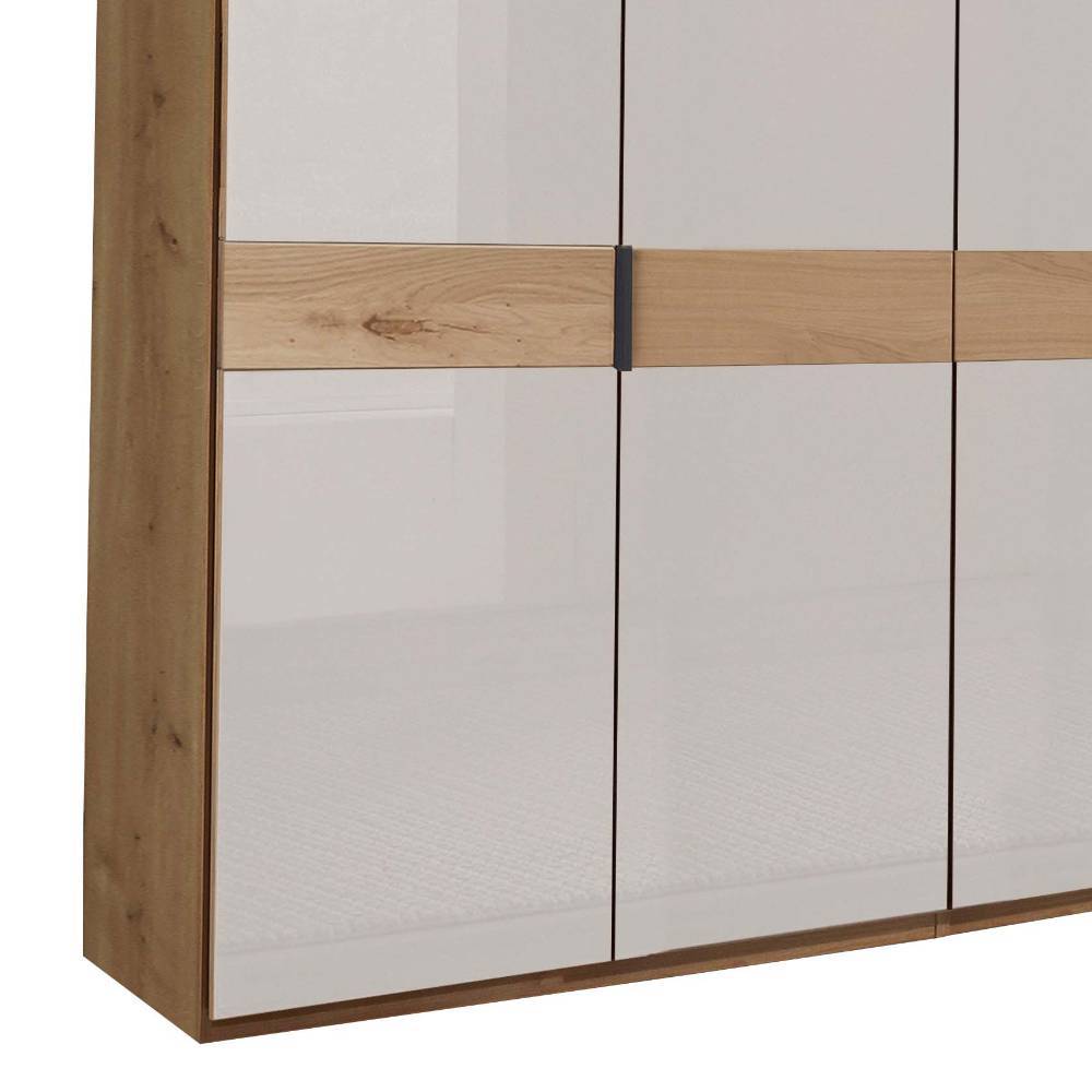 7-türiger Schlafzimmerschrank mit Glas in Weiß - Crucav