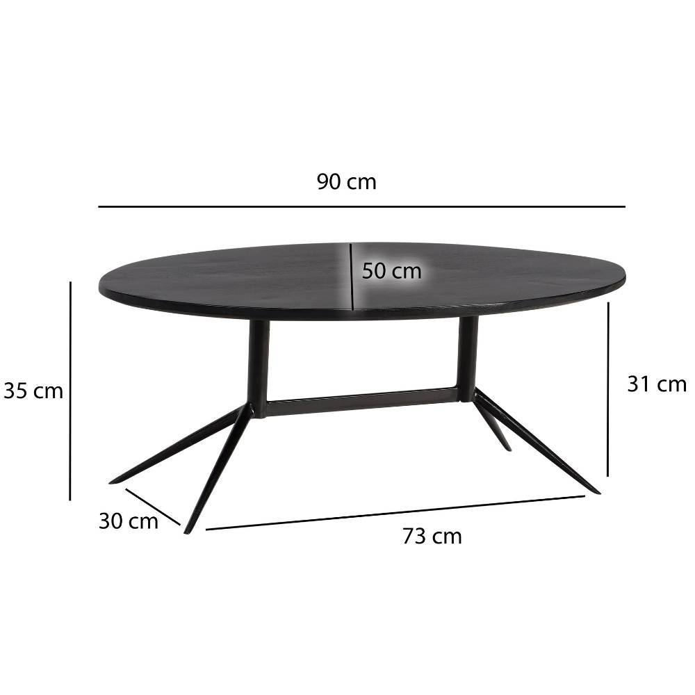 Ovaler Couchtisch in Schwarz - Zigarros