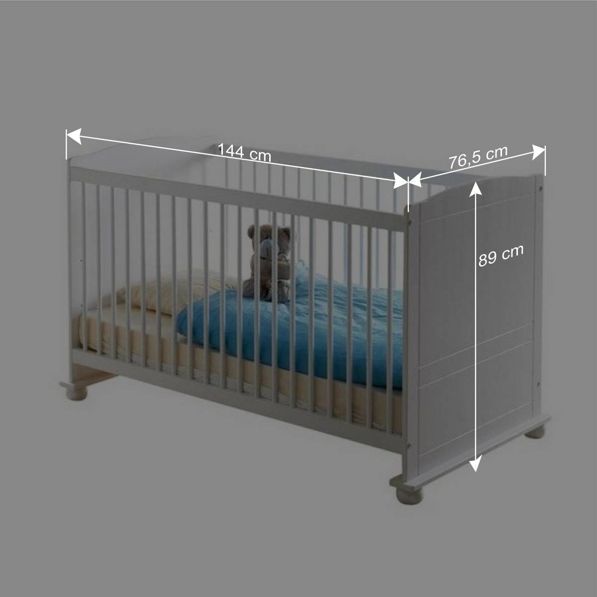 Massivholz Babybett Narcisso in Weiß