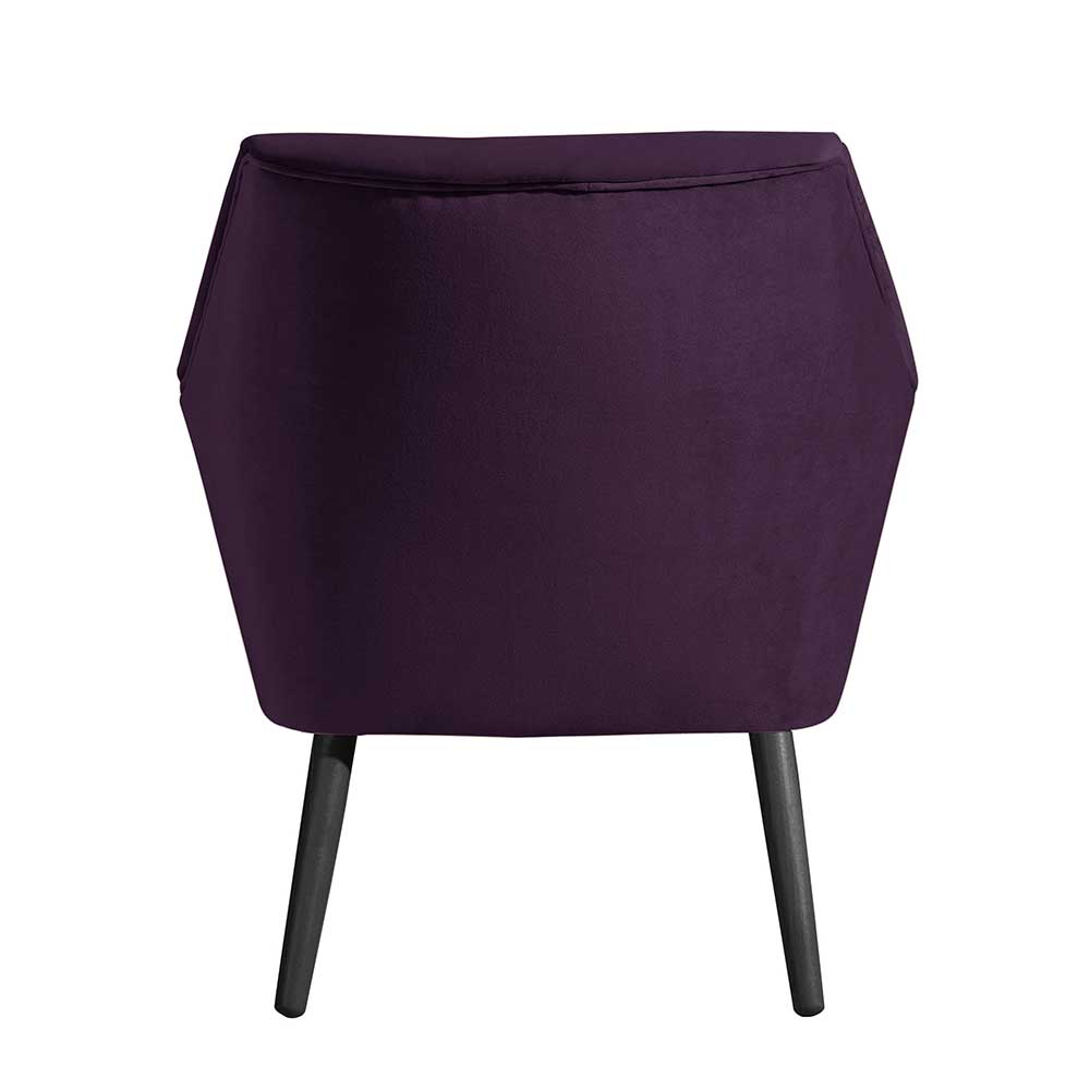 Samtvelours Sessel in Dunkellila & Schwarz - Keitha