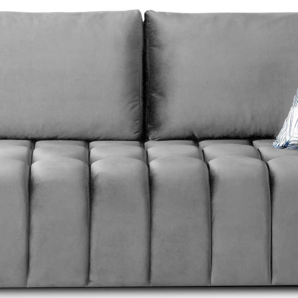 Klappcouch in Hellgrau Samtbezug - Grosky