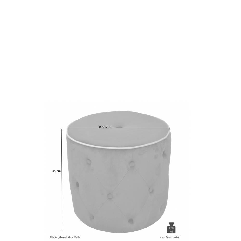 Hocker Pouf in Grau Samtbezug - Joker