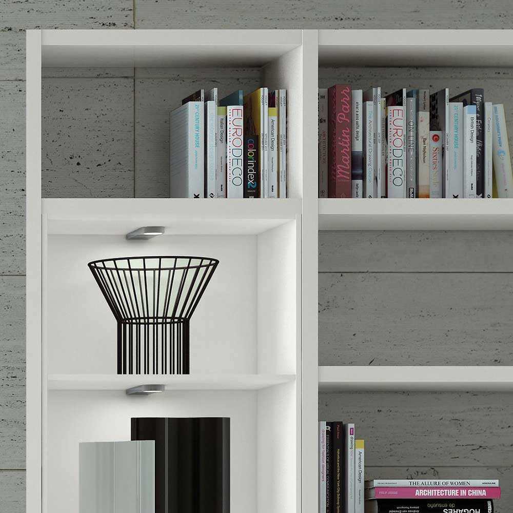 Weißes Bücherregal Alcacina mit Beleuchtung