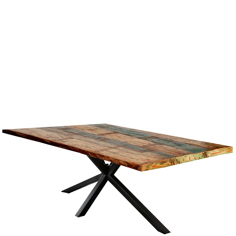 Loft Design Tisch aus mehrfarbigen Recyclingholz - Leviza