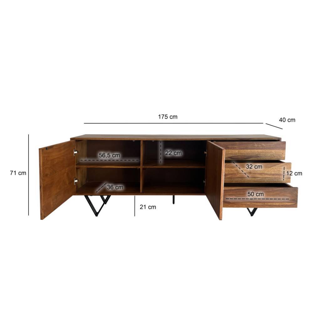 Sideboard in Steinoptik und Akazie Braun - Eckpoint