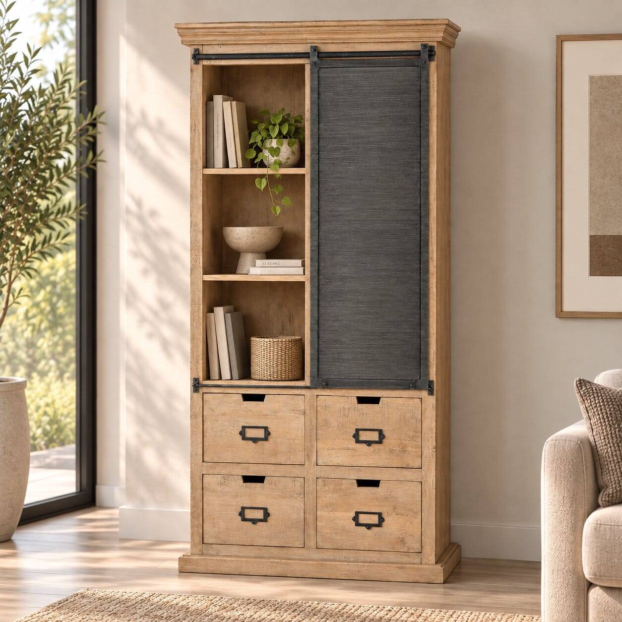 Industrial Chic Schrank aus Mangobaum Massivholz - Jantonia