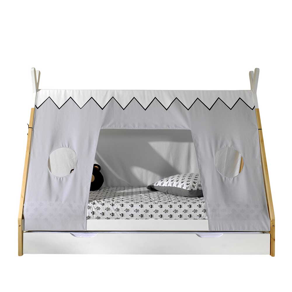 Kinderbett im Zelt Design in Weiß & Hellgrau & Natur - Nutures