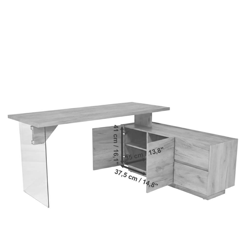 Office-Schreibtisch in Kerneiche und Transparent - Saloz
