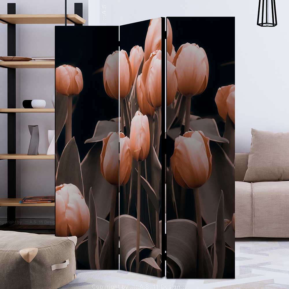 Foto Paravent aus Leinwand mit Tulpen Motiv - Tofos