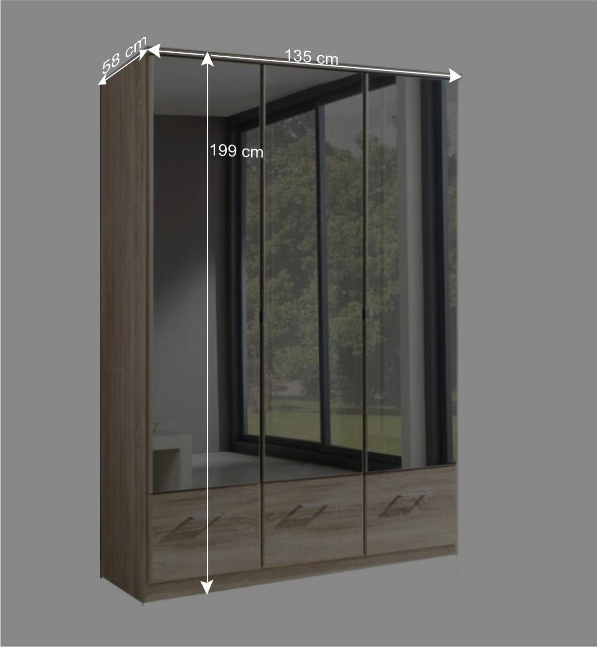 Schlafzimmer Kleiderschrank Rommino in Eiche Sägerau