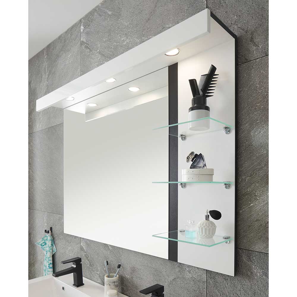 badezimmerspiegel mit led & 3 ablageböden - ingmesan
