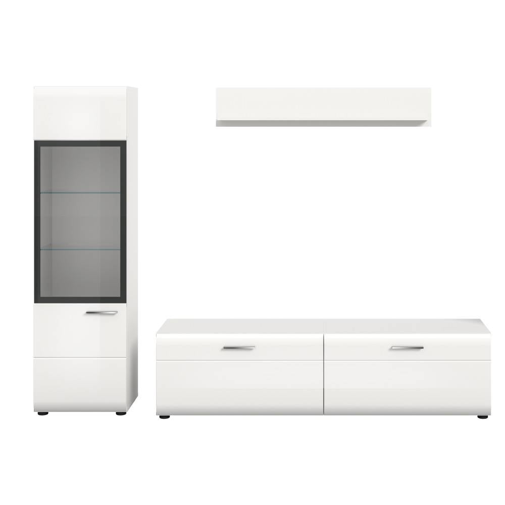 Medienwand mit Vitrinenteil - Clona (dreiteilig)
