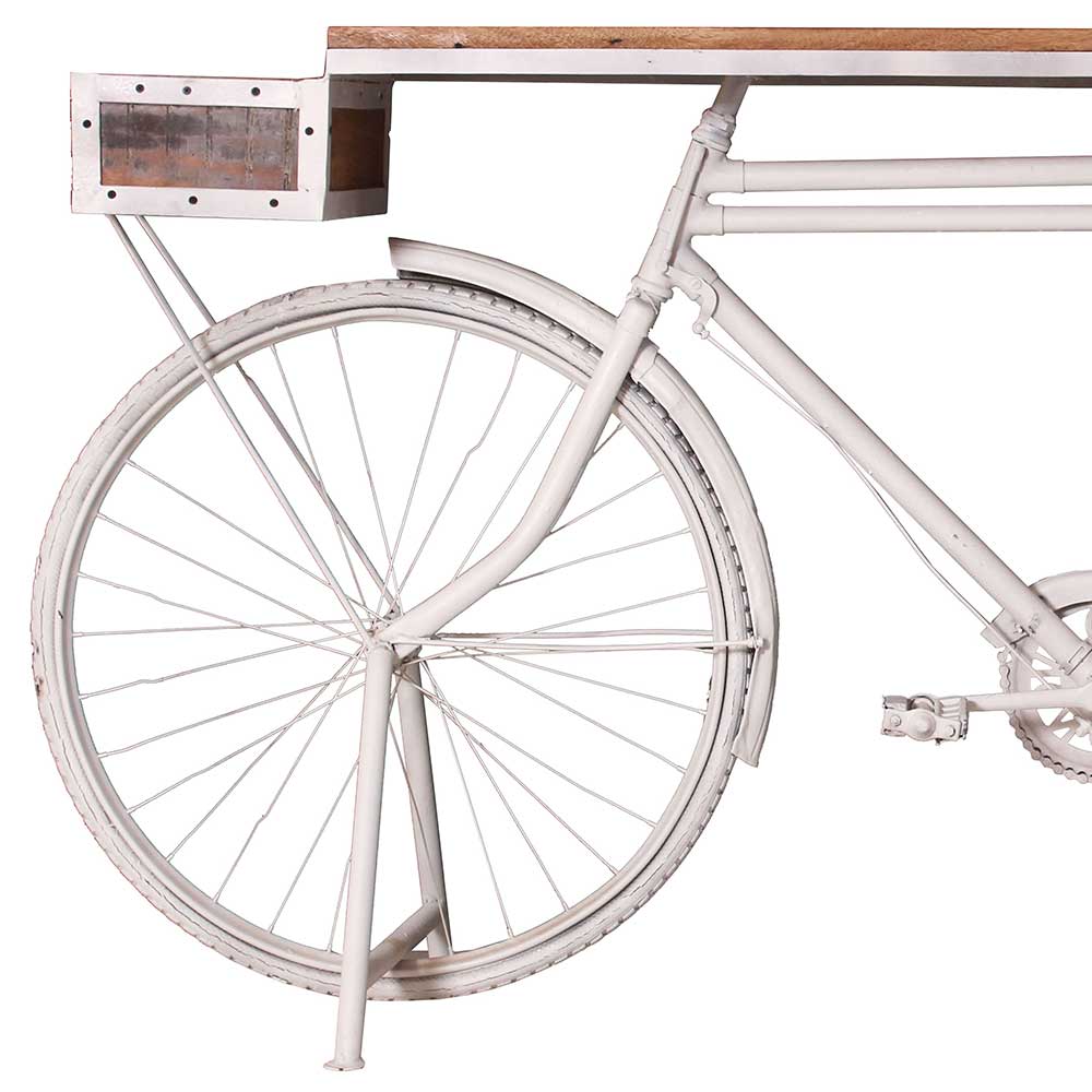 190x95x41 Design Tisch mit Fahrradgestell Antikweiß - Olivia