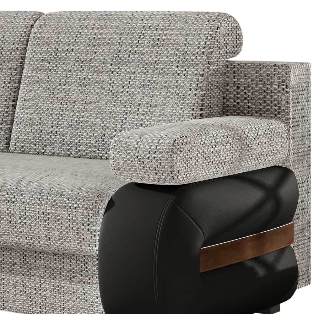 Federkern-Bettsofa in Graubeige und Schwarz - Pression