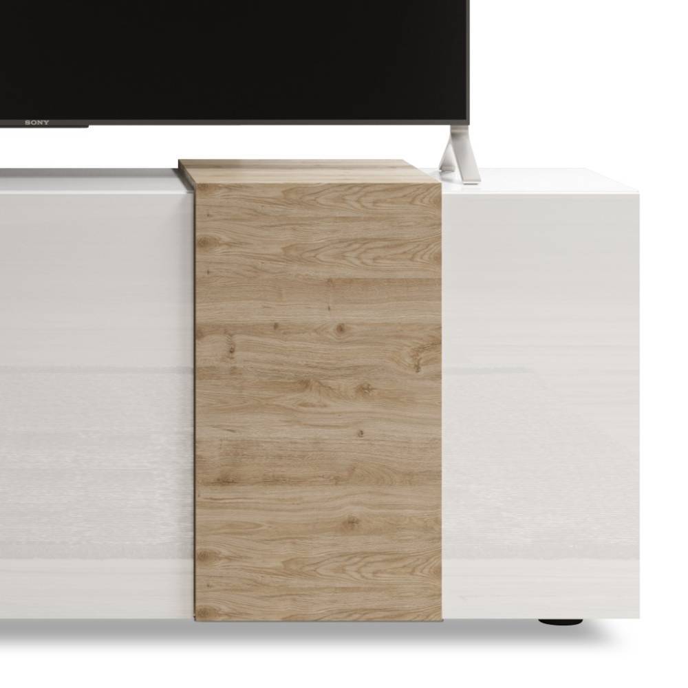 TV-Board in Weiß und Wildeiche Optik - Tabea