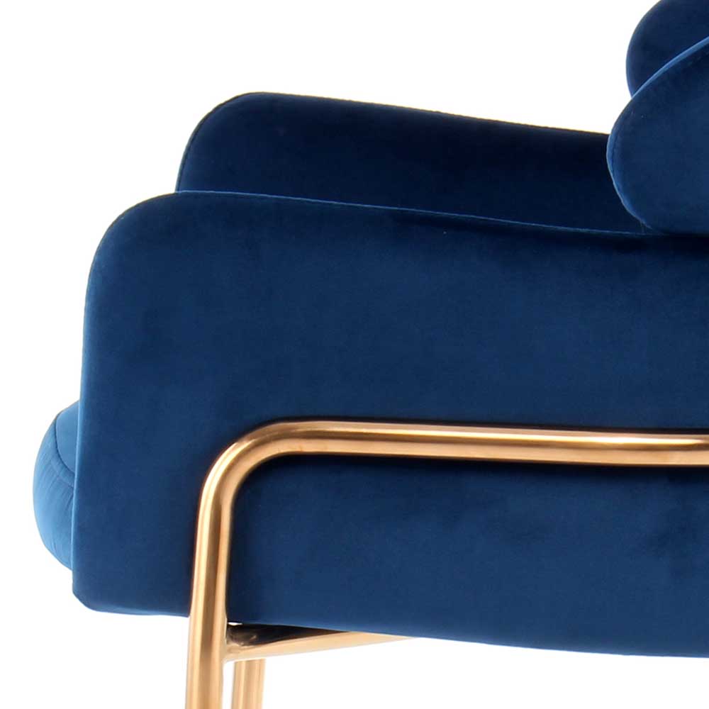 Designer Armlehnenstuhl in Blau & Rosegold - Conave