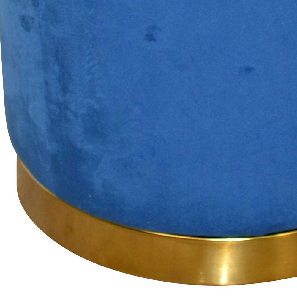 Runder Hocker aus Samt in Blau - Mialan
