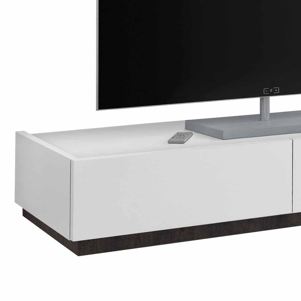 TV Lowboard in Weiß mit Wenge - Omidas