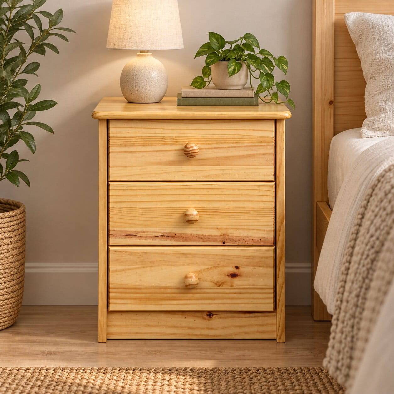 43x57x35 Nachtschrank mit drei Schubladen - Kascanu