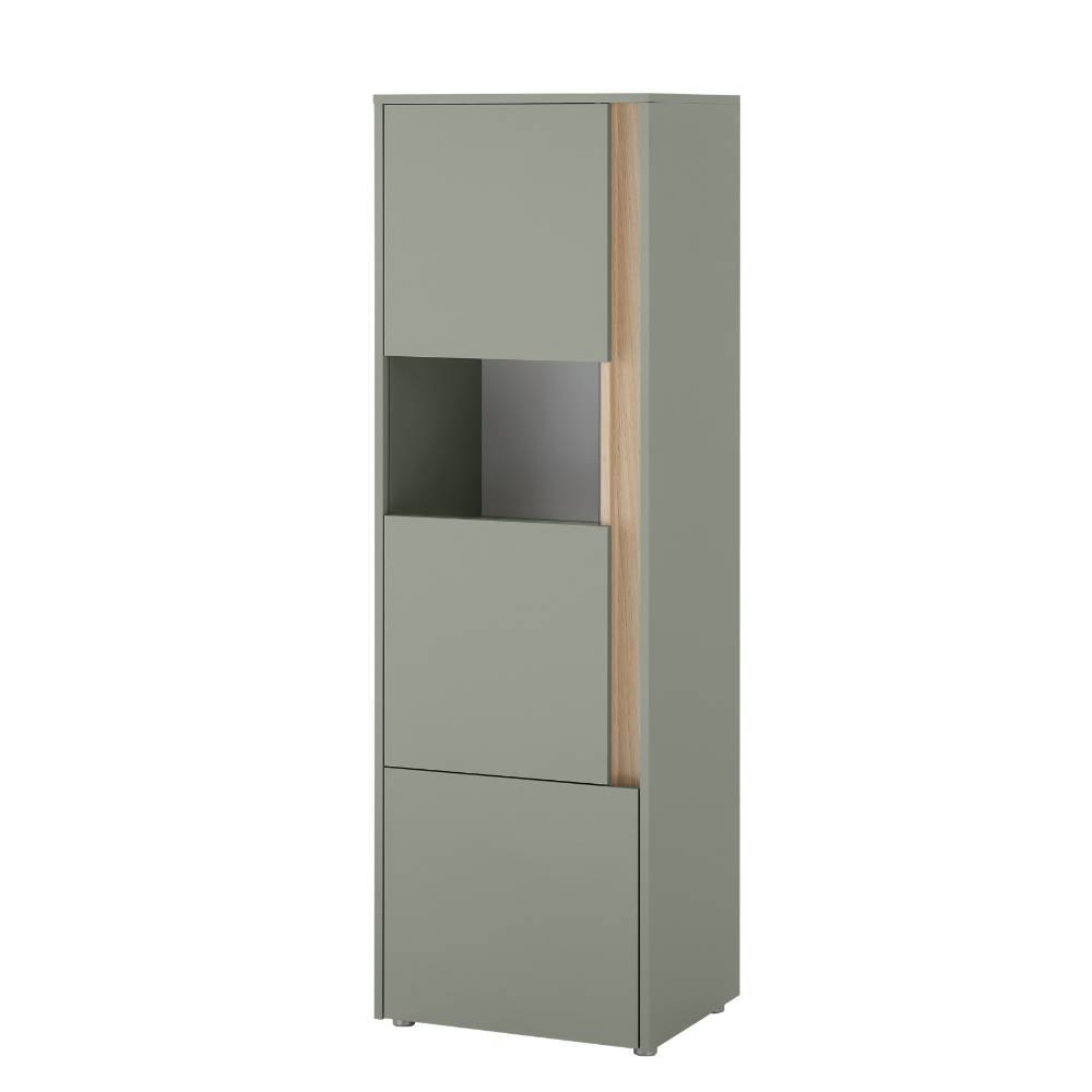 Vitrine in Graugrün und Eiche - Socotta