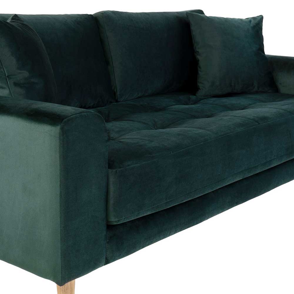 180x76x93 Samt Wohnzimmercouch in Dunkelgrün - Secilia