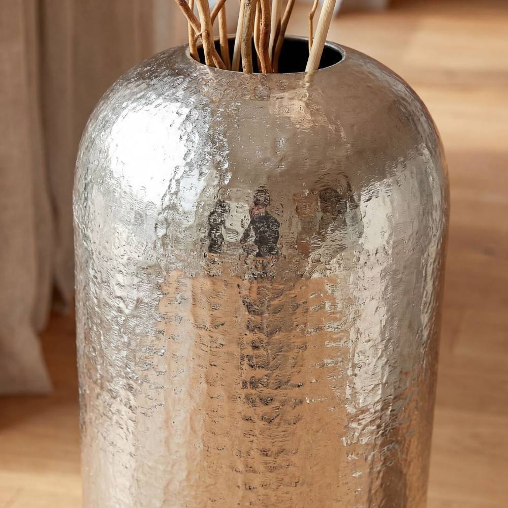 Bodenvase aus Aluminium in Silber - Grove