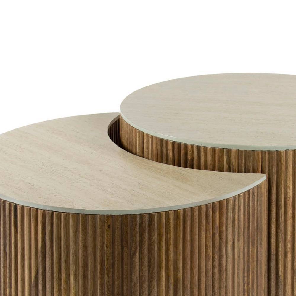 Sofatisch Duo in Travertin Optik Keramik - Cervasius (zweiteilig)