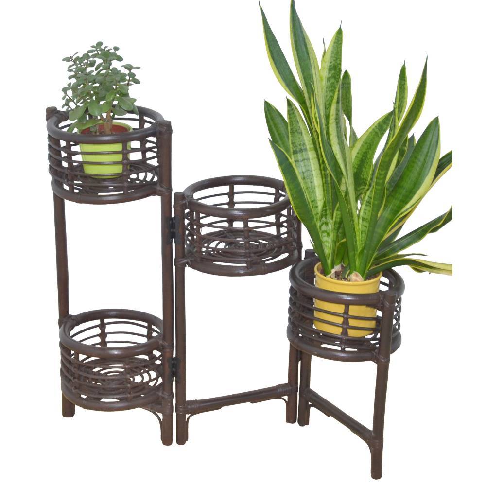 Raumteiler Blumenständer aus Rattan in Braun - Contencia