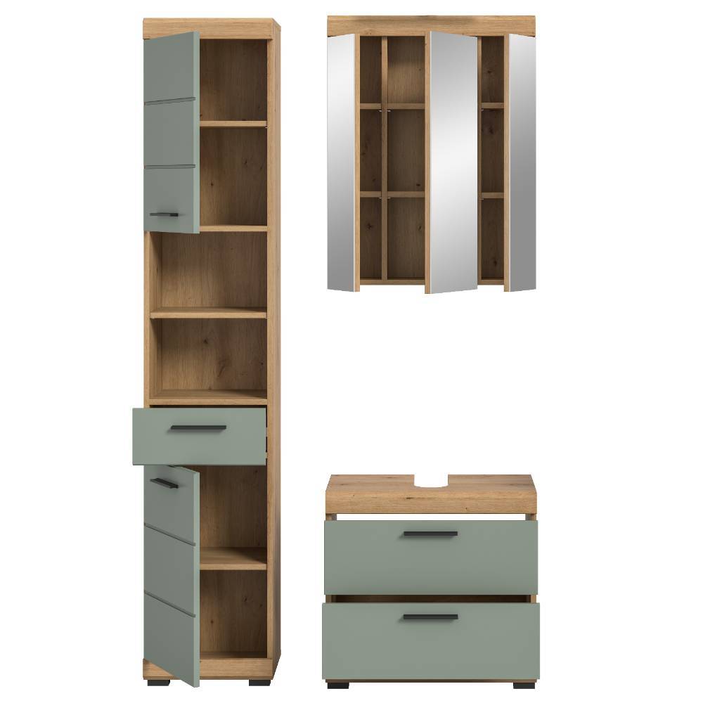 Bad-Waschplatz und Hochschrank Kombi - Tamdato (dreiteilig)