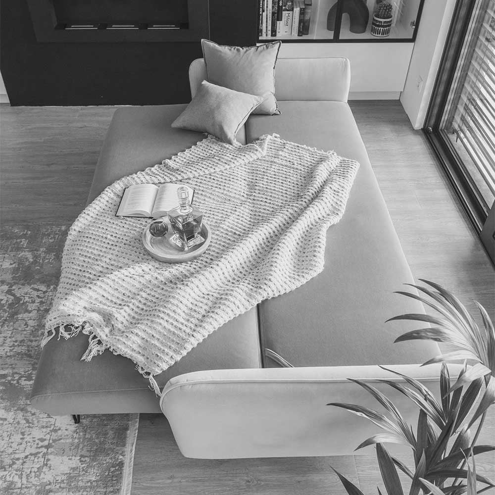 Graues Schlafsofa mit drei Sitzplätzen - Wien